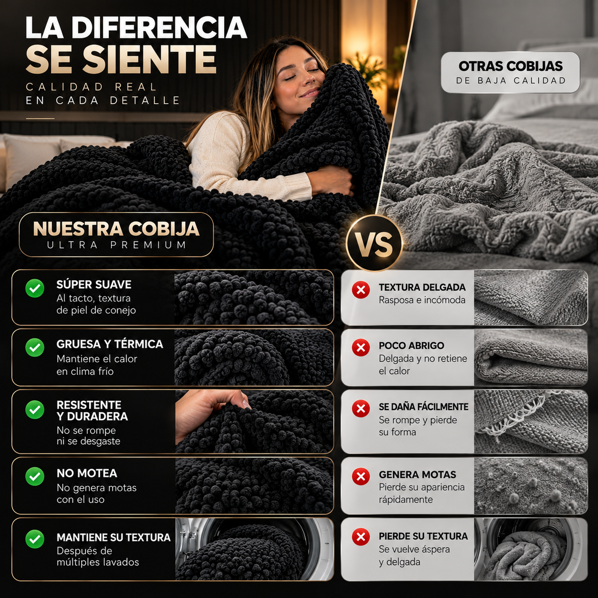 Cobija Ultrasuave Tipo Piel de Conejo 2.15 × 2.15 m + Envío Gratis