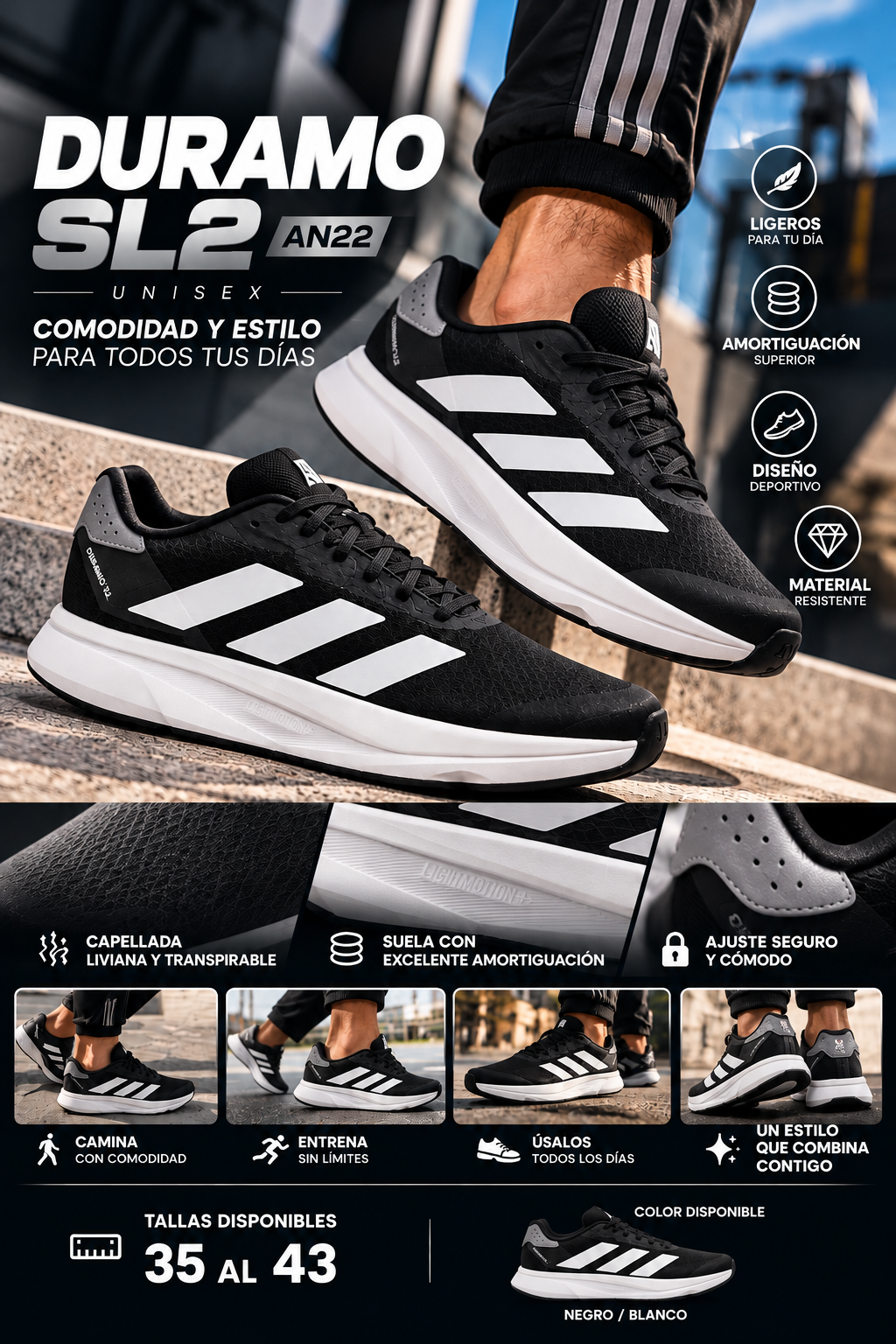 Tenis Deportivos Duramo  Unisex para Uso Diario + Envío Gratis