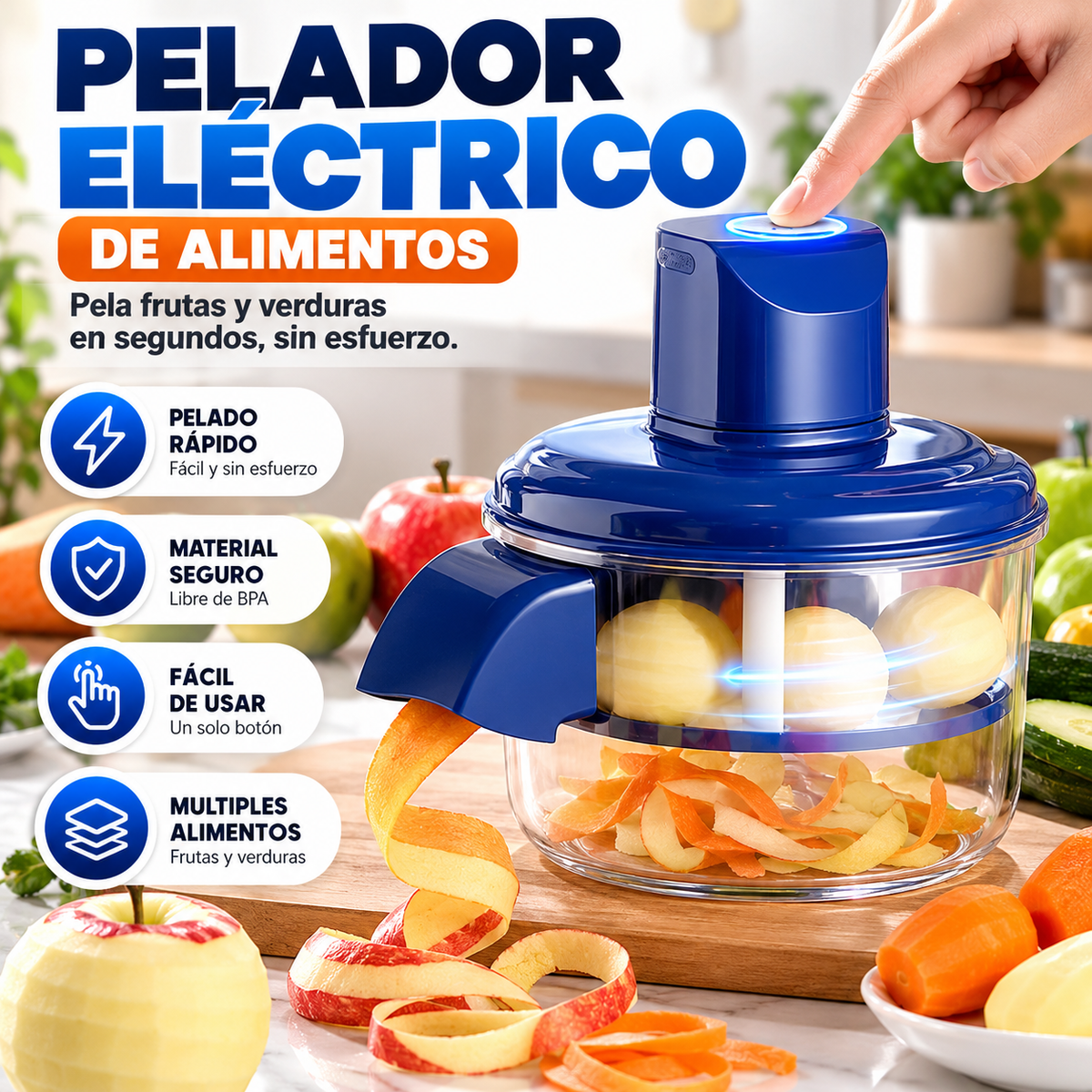 Pelador Eléctrico de Alimentos Automático + Envío Gratis
