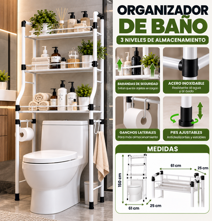 Organizador de Baño 3 Niveles Ahorrador de Espacio + Envío Gratis