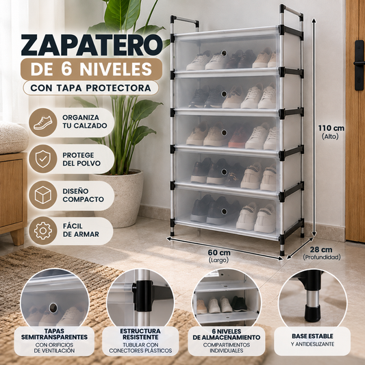 Zapatero 6 niveles con tapa: ENVÍO GRATIS