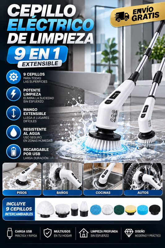 Cepillo Eléctrico de Limpieza 9 en 1 Extensible + Envío Gratis