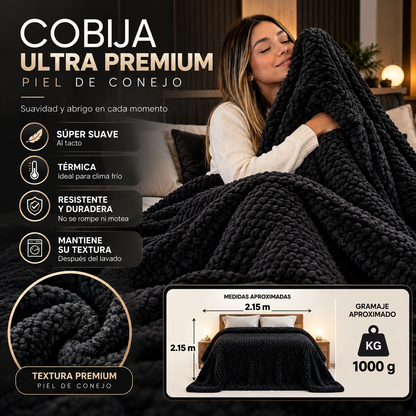 Cobija Ultrasuave Tipo Piel de Conejo 2.15 × 2.15 m + Envío Gratis