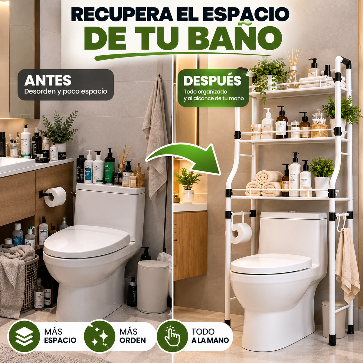 Organizador de Baño 3 Niveles Ahorrador de Espacio + Envío Gratis