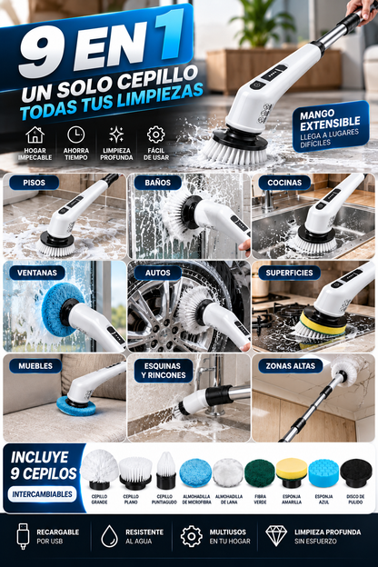 Cepillo Eléctrico de Limpieza 9 en 1 Extensible + Envío Gratis