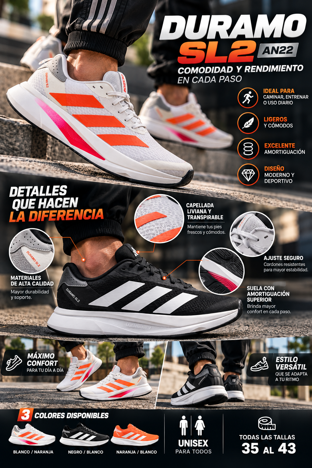 Tenis Deportivos Duramo  Unisex para Uso Diario + Envío Gratis