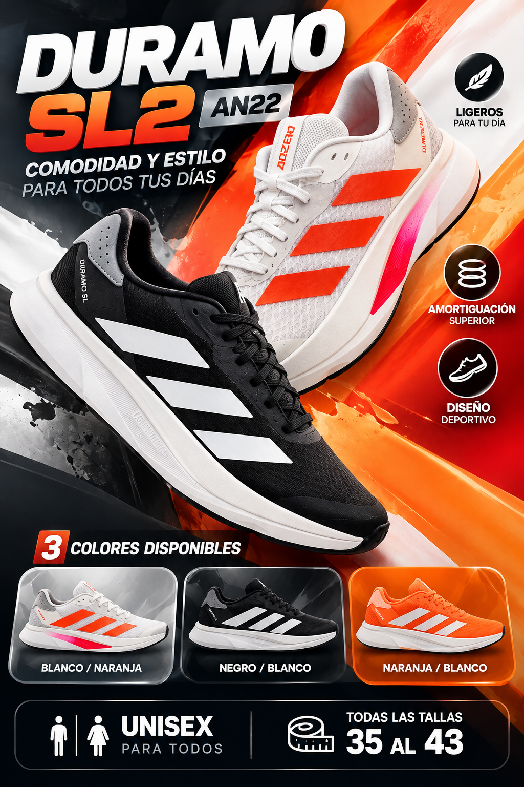 Tenis Deportivos Duramo  Unisex para Uso Diario + Envío Gratis