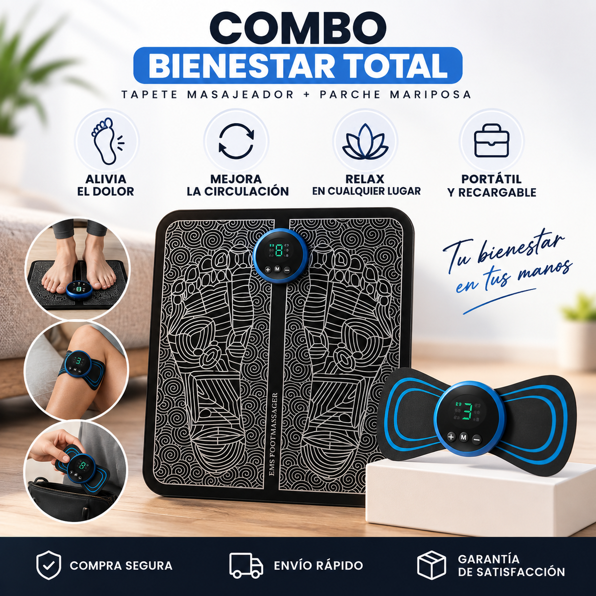 ¡COMBO!  Tapete Y Masajeador Mariposa 2En1: ENVÍO GRATIS