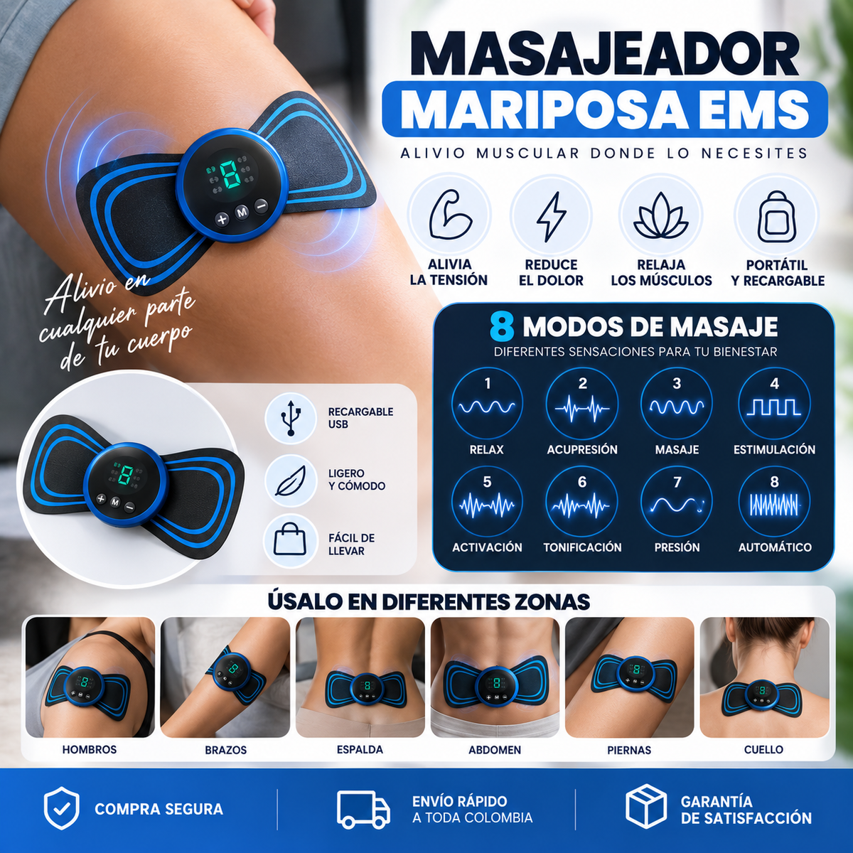 ¡COMBO!  Tapete Y Masajeador Mariposa 2En1: ENVÍO GRATIS