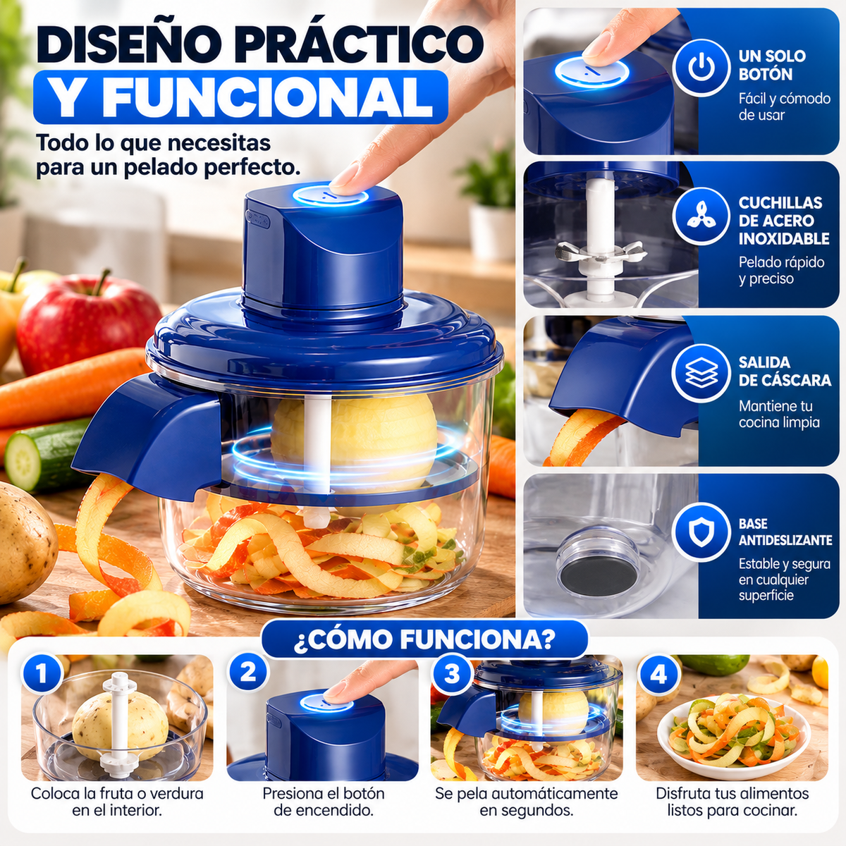 Pelador Eléctrico de Alimentos Automático + Envío Gratis