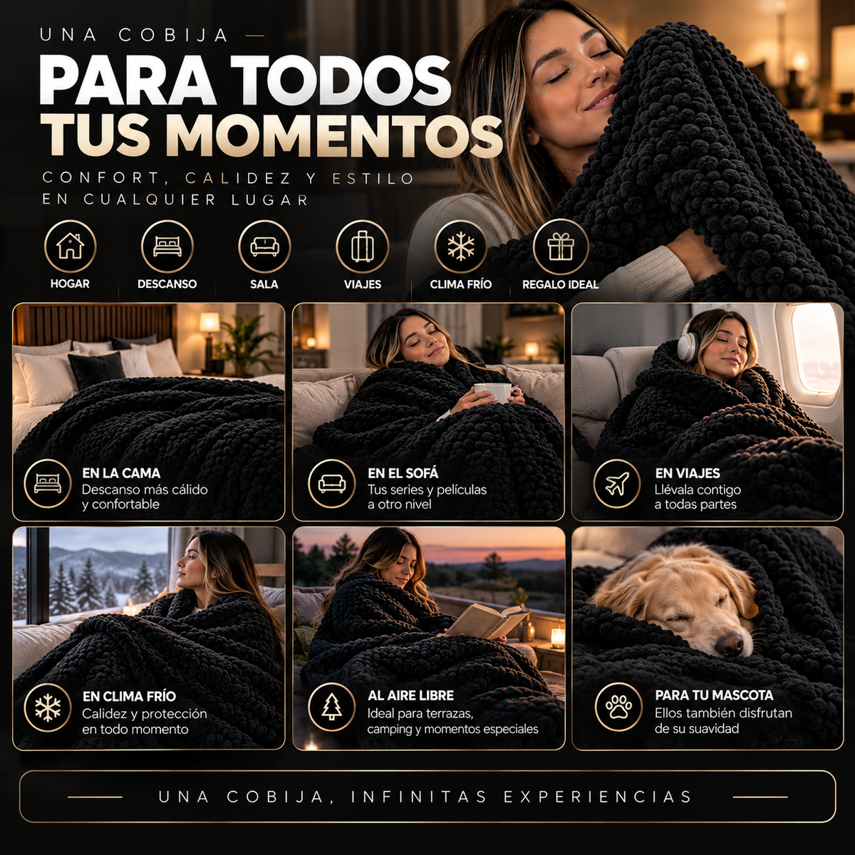 Cobija Ultrasuave Tipo Piel de Conejo 2.15 × 2.15 m + Envío Gratis