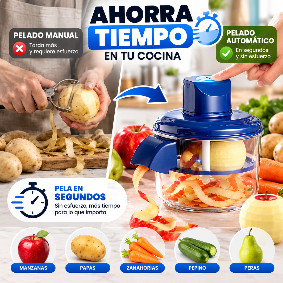 Pelador Eléctrico de Alimentos Automático + Envío Gratis