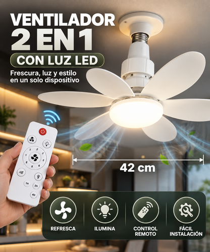 1 Ventilador LED Aspas 2en1 con Control Remoto + Envío Gratis