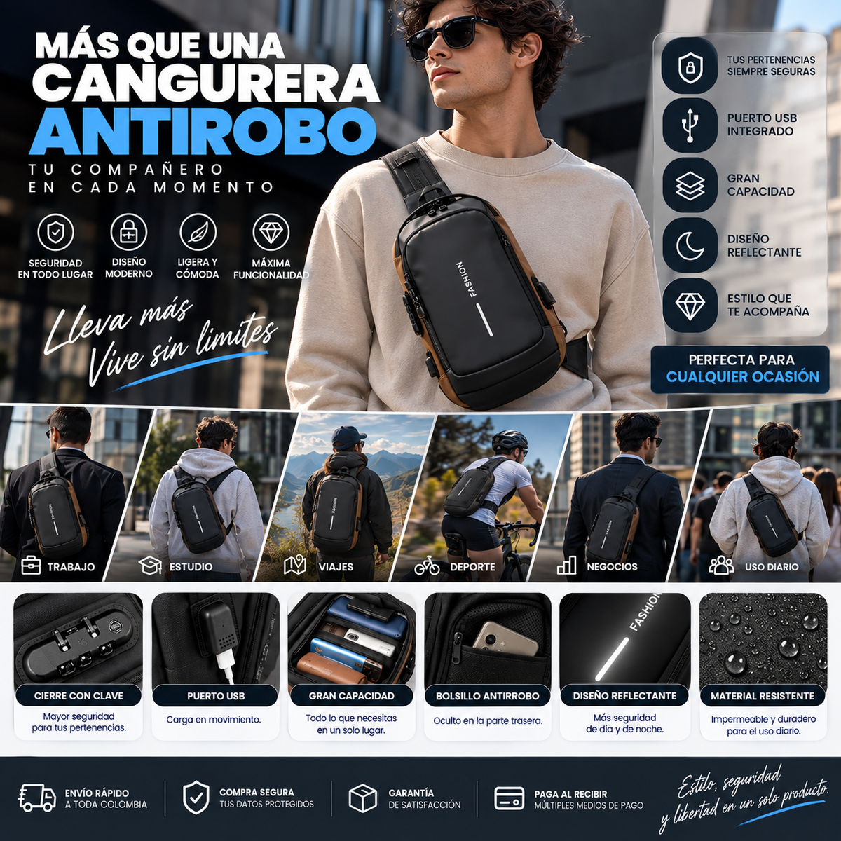 Canguro PREMIUM Antirobo con Clave: ENVÍO GRATIS