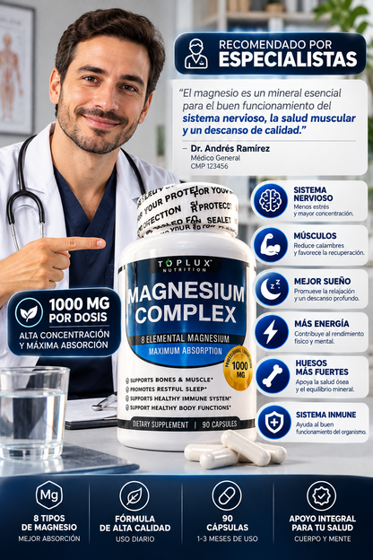 Complejo de 8 Tipos de Magnesio en Cápsulas + Envío Gratis